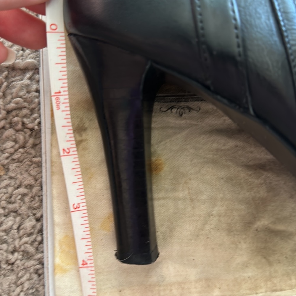 Banana Republic Sophie Black Leather High Heel Booties w/Braided Buckle Strap - Picture 12 of 13